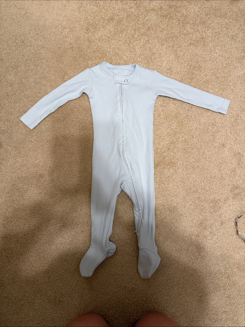 L'ovedbaby Pale Blue Footed One-Piece Zipper Pajama
